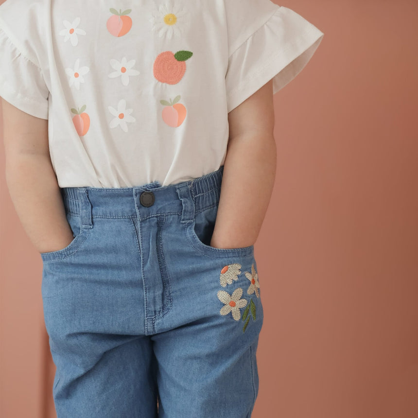 Pantalon Chambray Pique-Nique 2-8ans-Chat Botte-CHI-1262473C-CLÉMENT