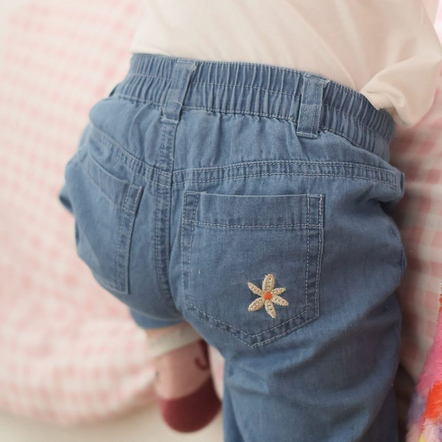 Pantalon Chambray Pique-Nique 2-8ans-Chat Botte-CHI-1262473C-CLÉMENT