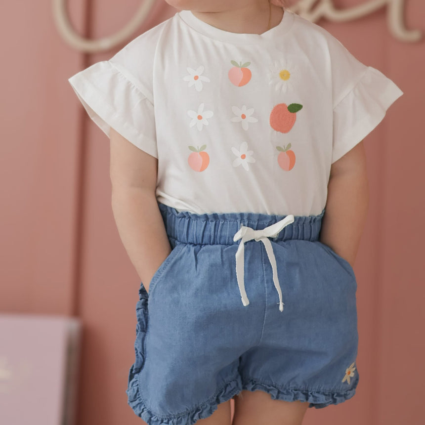 Short Pique-nique Chambray 2-8ans-Chat Botte-CHI-1262471C-DEN-CLÉMENT