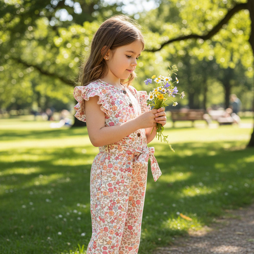 Combinaison Pique-nique Fleurs 2-8ans-Chat Botte-CHI-1262478C-PEC-CLÉMENT