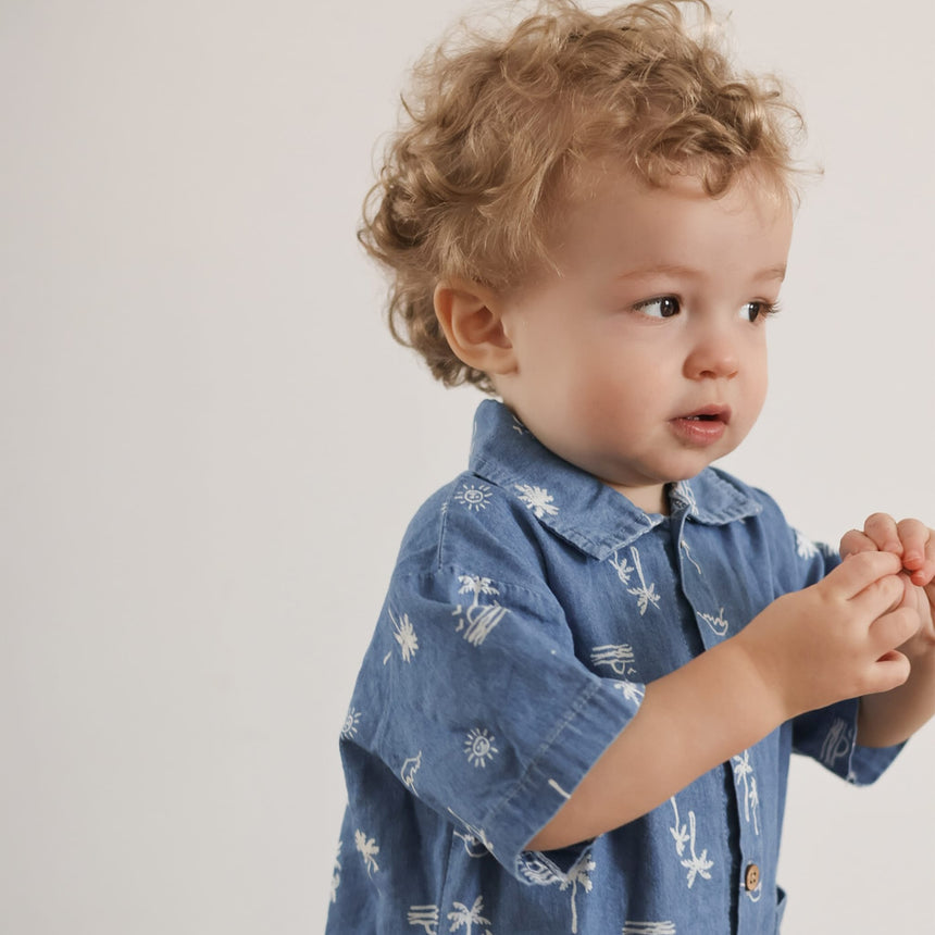 Barboteuse Chambray Surf 3-24mois-Chat Botte-CHI-1264452C-CLÉMENT