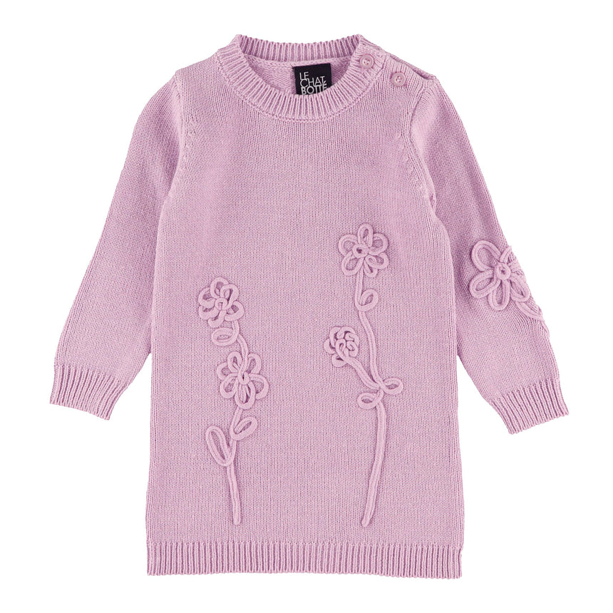 Robe Tricot Jardin D'amour3-24mois-Chat Botte-Lilas-3 m-CHI-2261453C-LIL-CLÉMENT