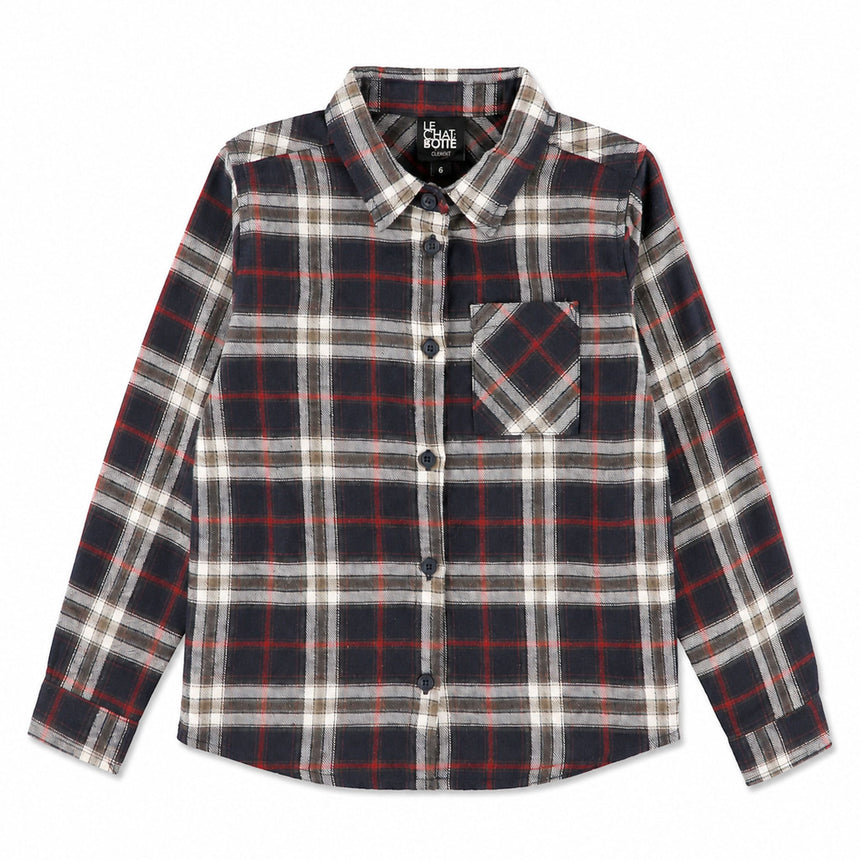 Chemise Carreaux Recrue 2-8ans-Chat Botte-Marine-2-CHI-2265432C-CLÉMENT