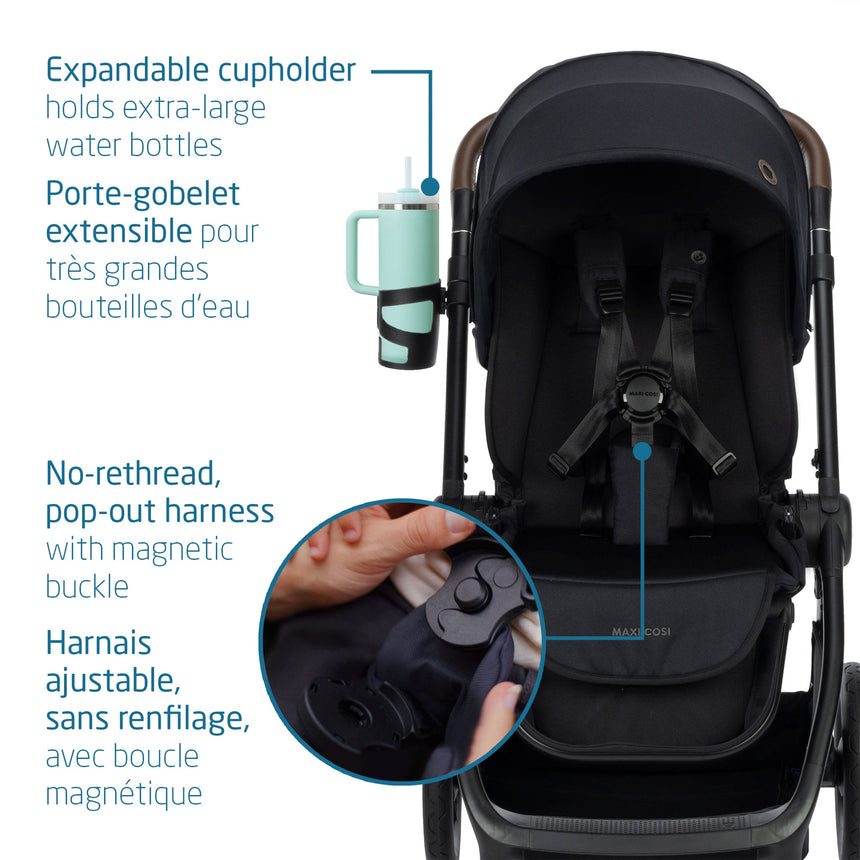 Oxford Stroller + Mico Luxe+ Car Seat - Black