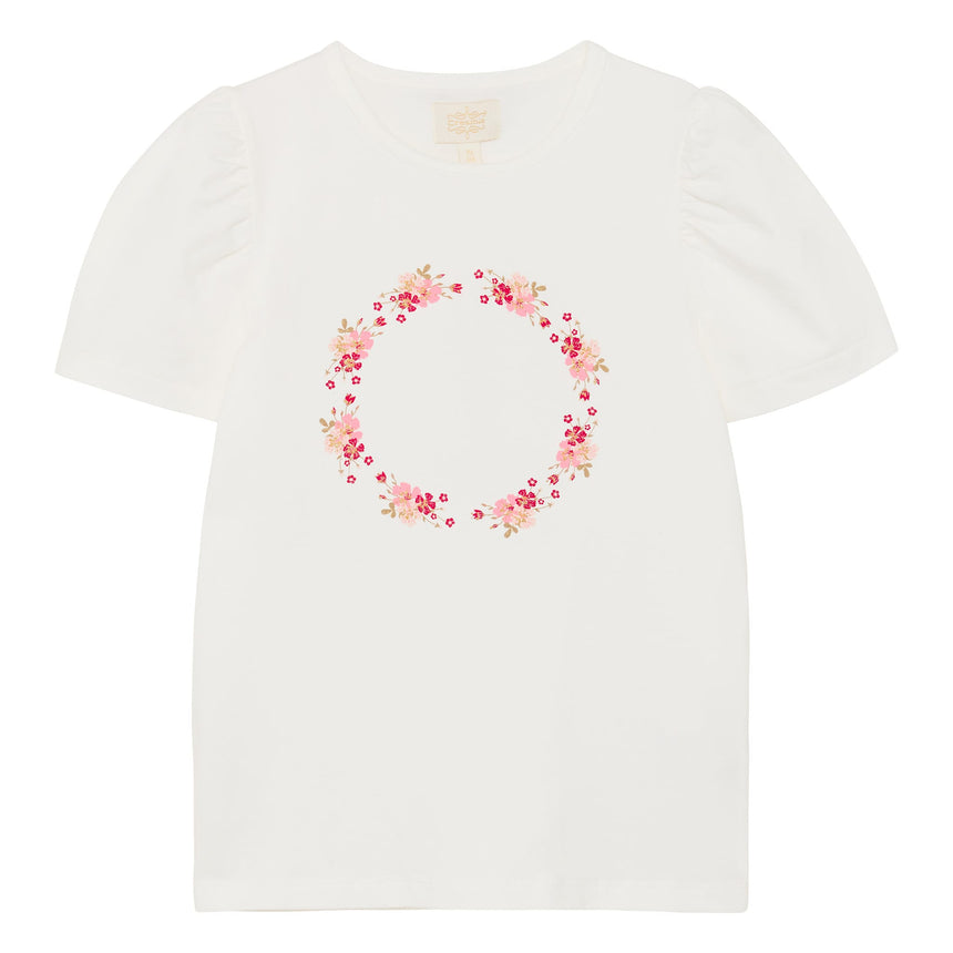 T-shirt Cercle Floral 2-14ans-Creamie-Blanc-2-CRM-823133-5506-CLÉMENT