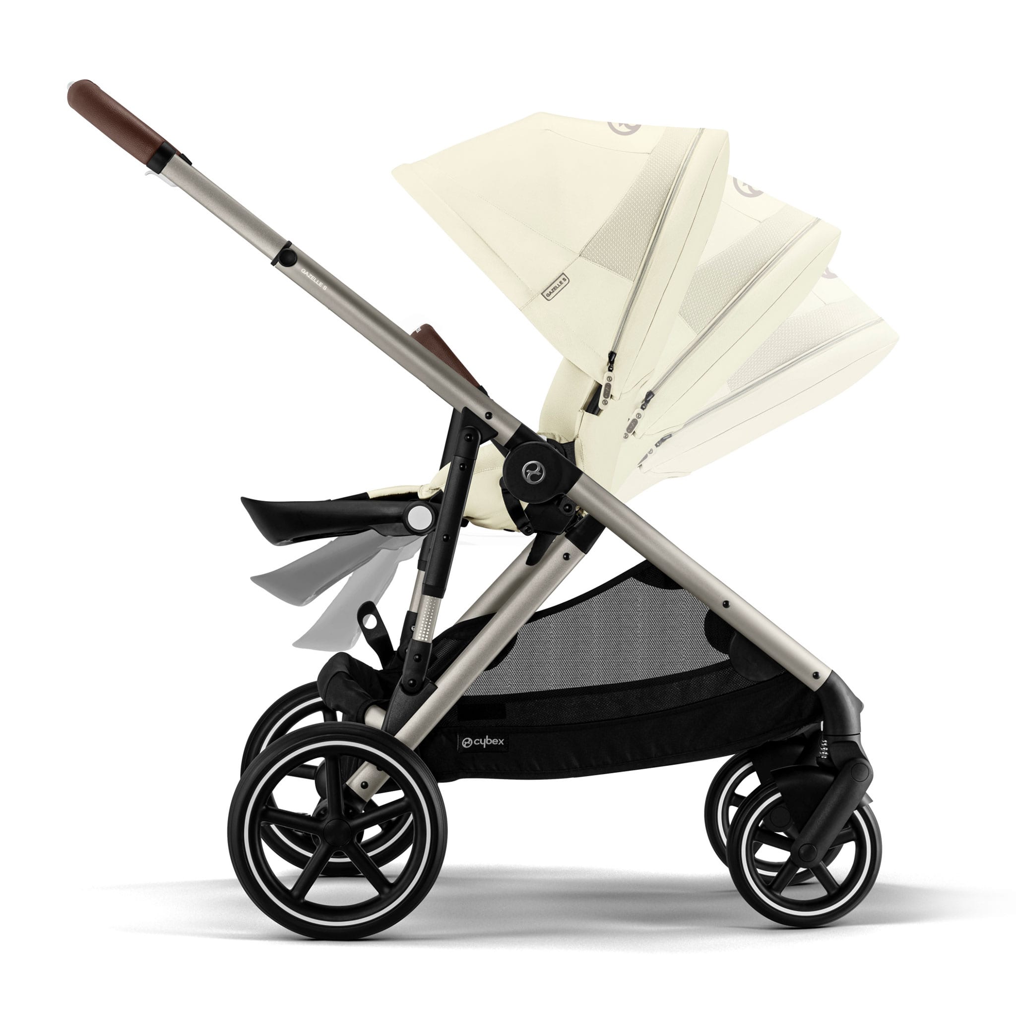 Poussette Gazelle S – Châssis couleur taupe avec siège Beige – CLÉMENT