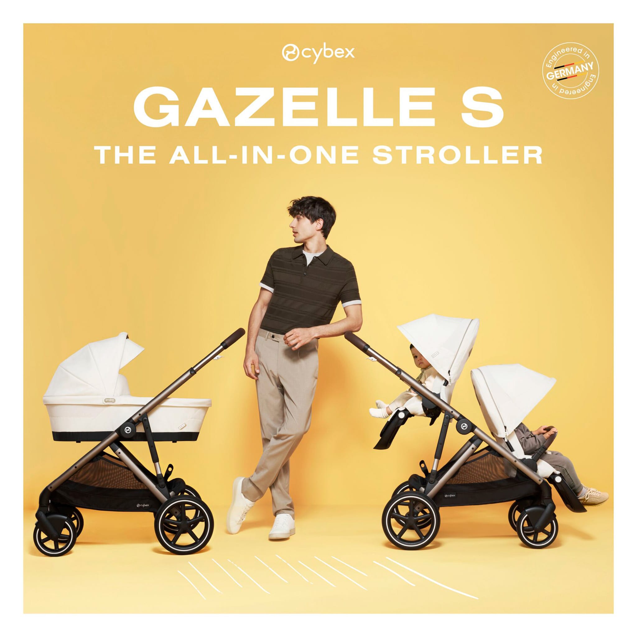 Gazelle S Stroller - Taupe Frame with Moon Black Seat – CLÉMENT