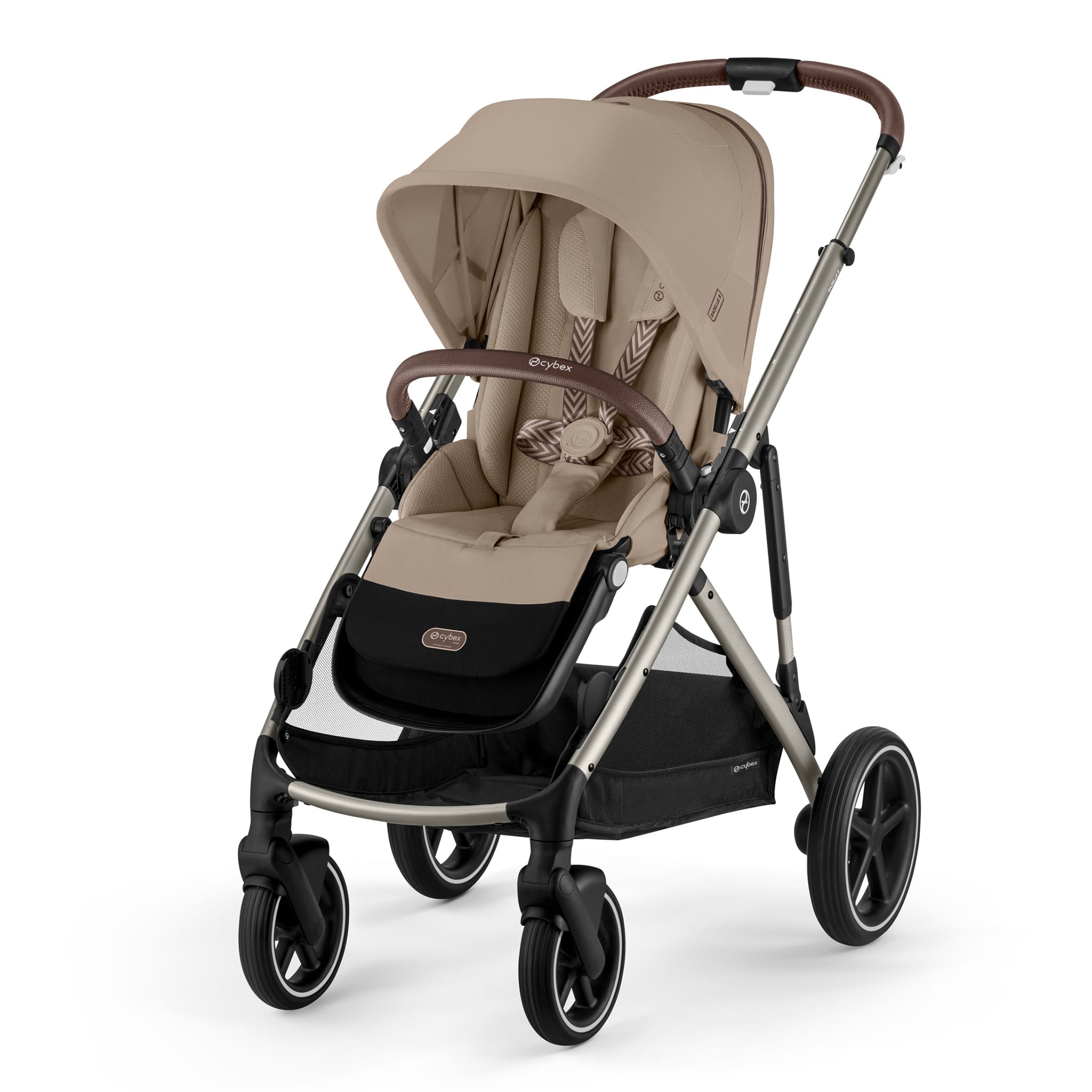 Poussette Gazelle S – Châssis couleur Taupe avec siège Amande