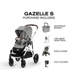 Poussette Gazelle S – Châssis couleur Argent avec siège Stone Gris-Cybex-CYB-524001295-CLÉMENT