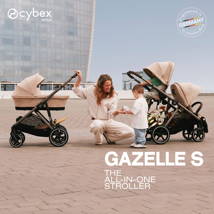 Poussette Gazelle S – Châssis couleur Taupe avec siège Stormy Bleu-Cybex-CYB-524001303-CLÉMENT
