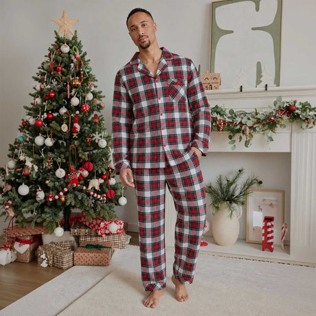 Pyjama Homme Carreaux-Tenues De Nuit Mater (M75)-Petit Lem-Rouge-M-CLÉMENT
