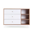 Commode 3 tiroirs Central Park - Blanc / Chêne rouge-Dadada Baby-DDD-41161-CLÉMENT
