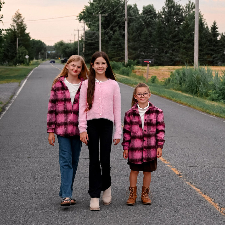 Plaid Bow & Blush Shacket 7-14