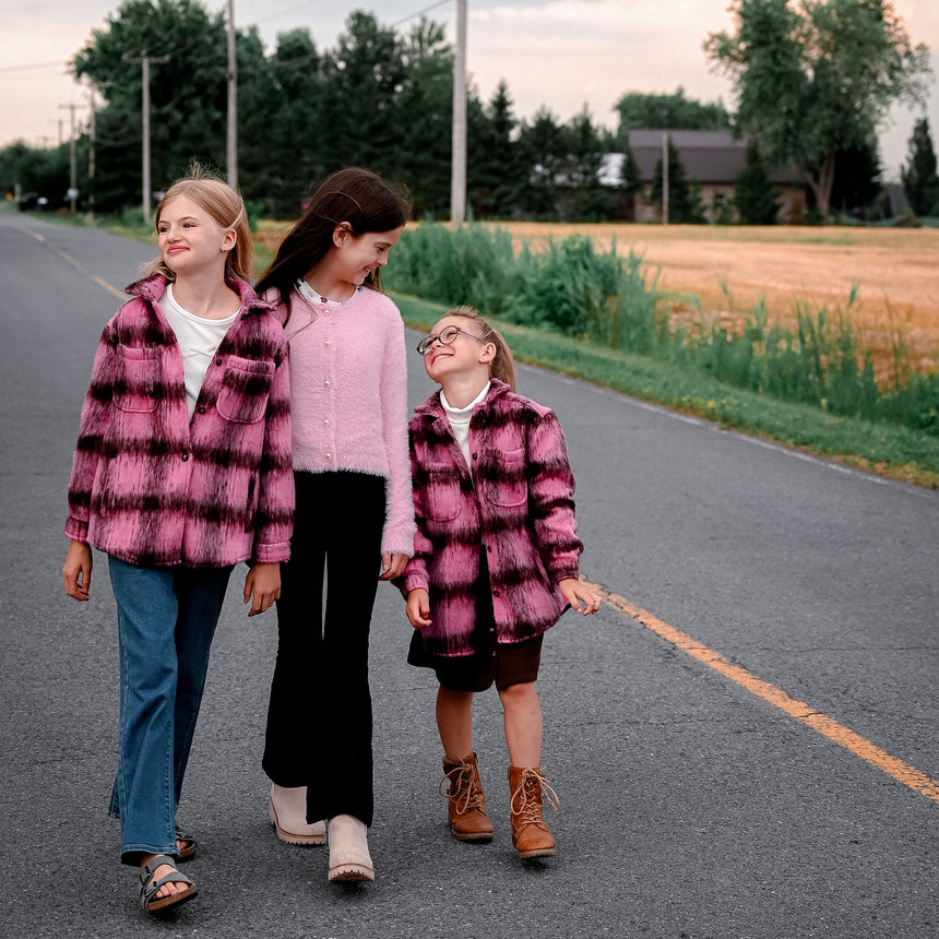 Plaid Bow & Blush Shacket 7-14