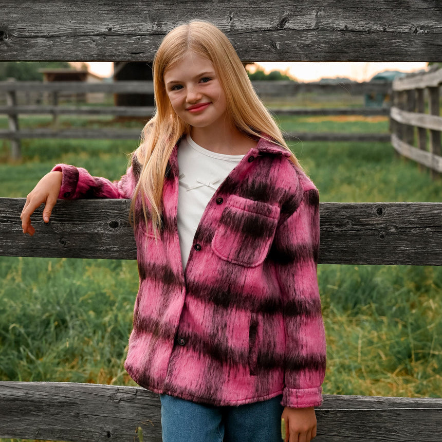 Plaid Bow & Blush Shacket 7-14