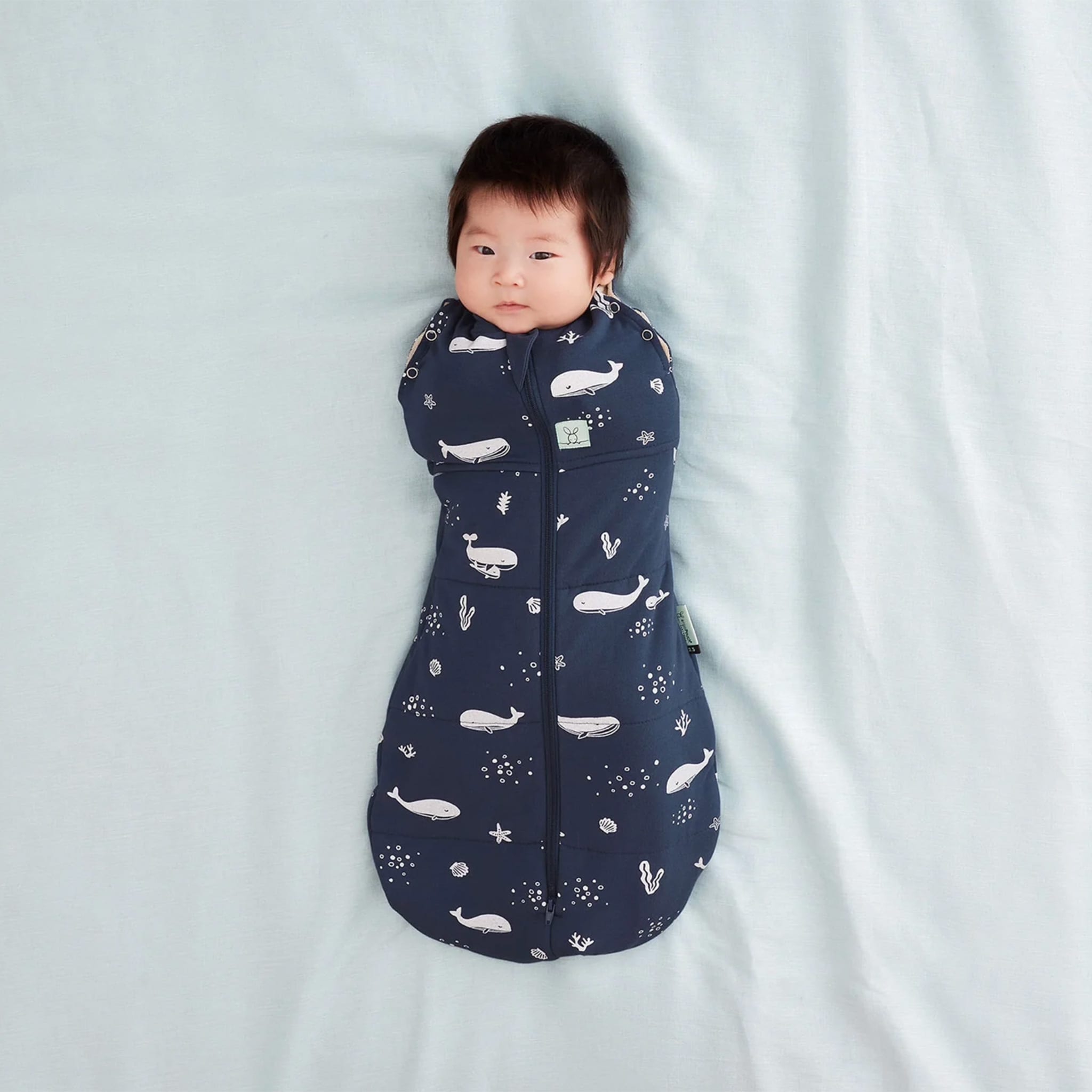 Sac De Transition Pour Emmaillotage Bébé - Manches Demi-longues Avec Moufles, 3-6 Mois (15-20 Lbs), Bleu - 12