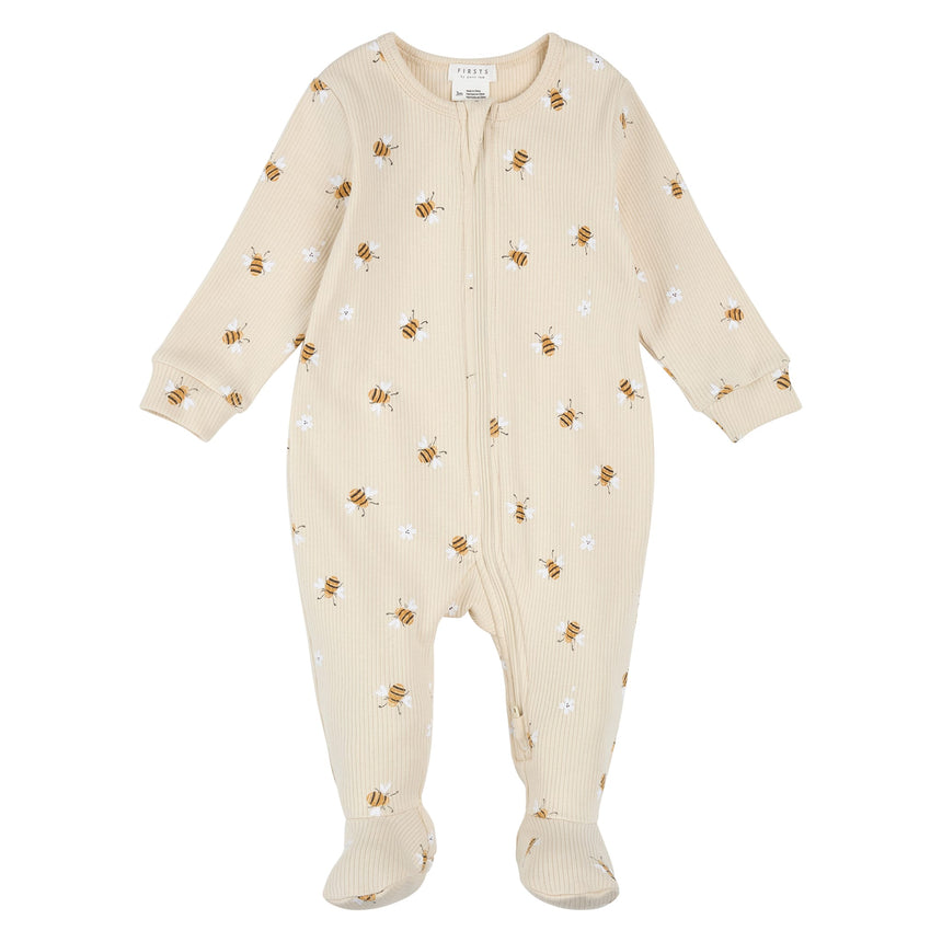 Pyjama Abeilles Pêches 0-12mois-Firsts par Petit Lem-Beige-0 m-FIT-26SGL38P02-CLÉMENT