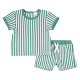 Ensemble Short Rayé Requins 3-24mois-Firsts par Petit Lem-Turquoise-3 m-FIT-26SGW37E02-CLÉMENT