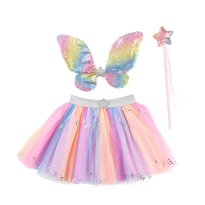 Ensemble Papillon Sequin Arc-en-ciel, Jupe, Ailes et Baguette 5-6 ans-Great Pretenders-GRP-42925-CLÉMENT