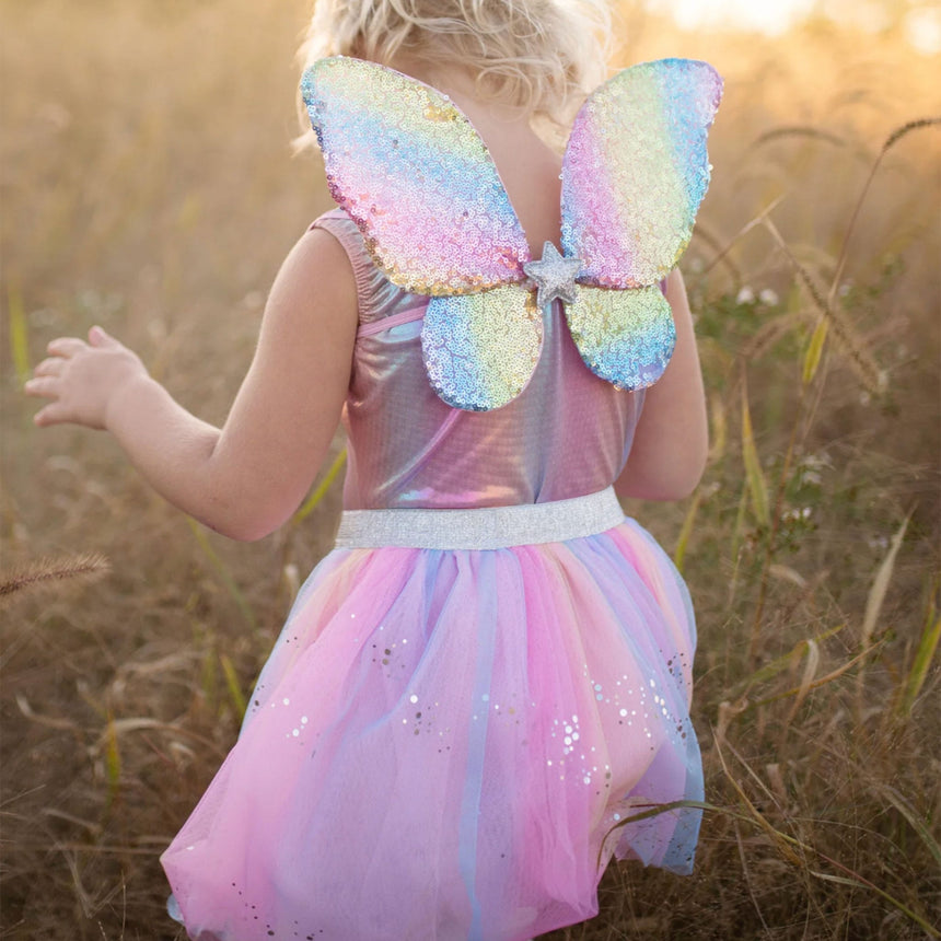 Ensemble Papillon Sequin Arc-en-ciel, Jupe, Ailes et Baguette 5-6 ans-Great Pretenders-GRP-42925-CLÉMENT