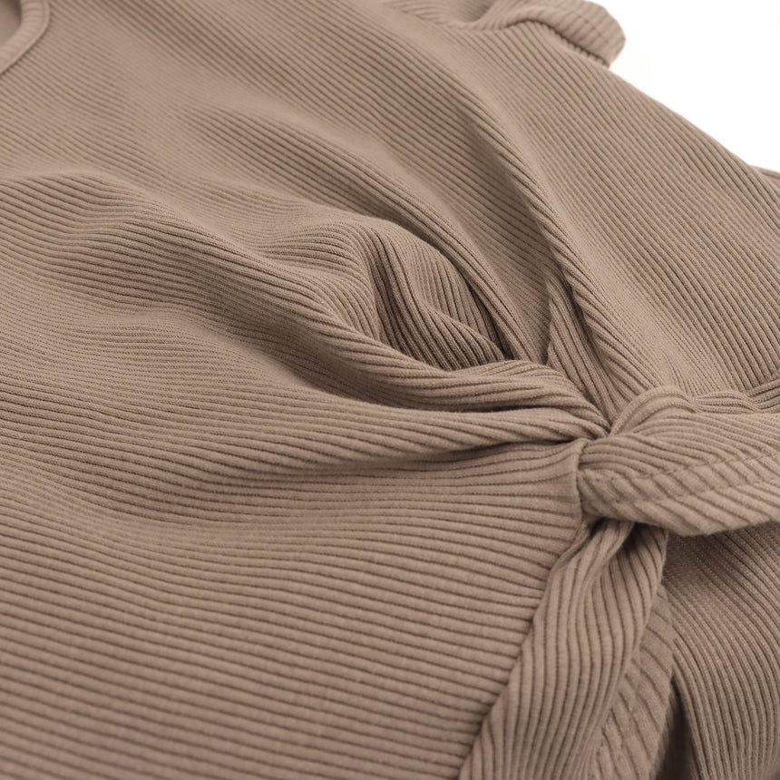 Robe Côtelée Noeud Taupe-Bella Maternite-BEA-1268878C-TAU-CLÉMENT
