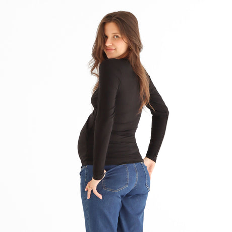 T-Shirt Manches Longues Allaitement Noir-Bella Maternite-BEA-2248363C-NOI-CLÉMENT
