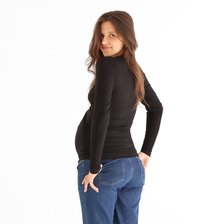 T-Shirt Manches Longues Allaitement Noir-Bella Maternite-BEA-2248363C-NOI-CLÉMENT