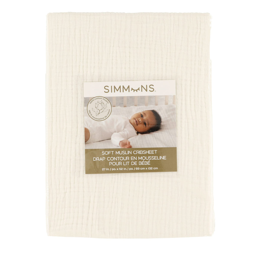 Drap Contour Mousseline pour Lit de Bébé - Coconut Milk