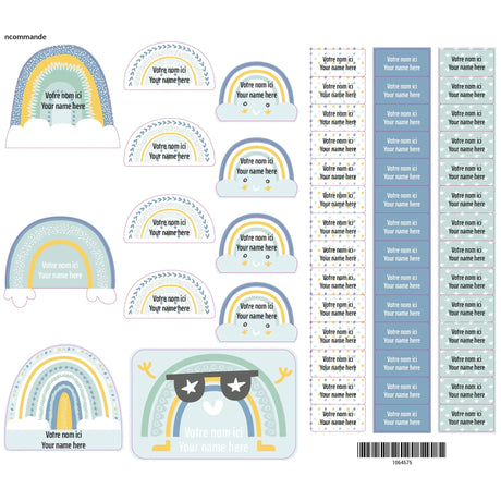 Peel And Stick Name Labels Rainbow - Blue