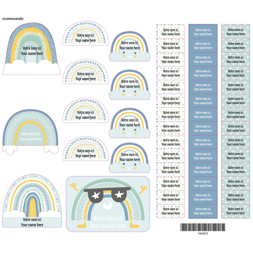 Peel And Stick Name Labels Rainbow - Blue