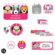 Étiquettes Essentiel - Chiens rose-Clement - Impressions-LAB-ECNOM-CHIENR-CLÉMENT