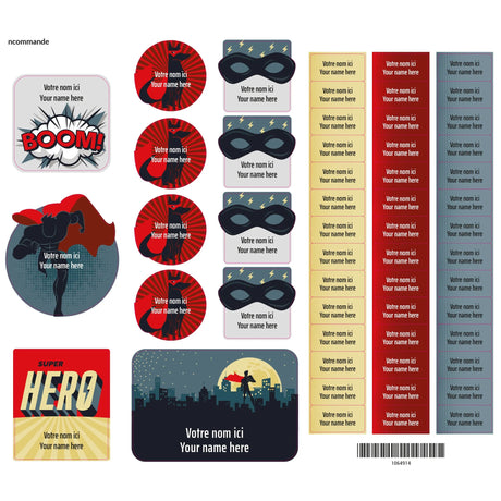 Essential Name Labels - Super heros