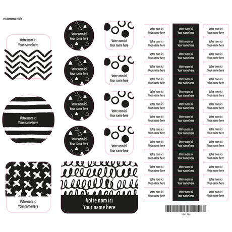 Essential Name Labels - Black patterns