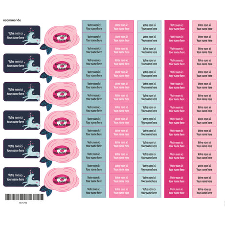 School Name Labels - Unicorns and Flowers