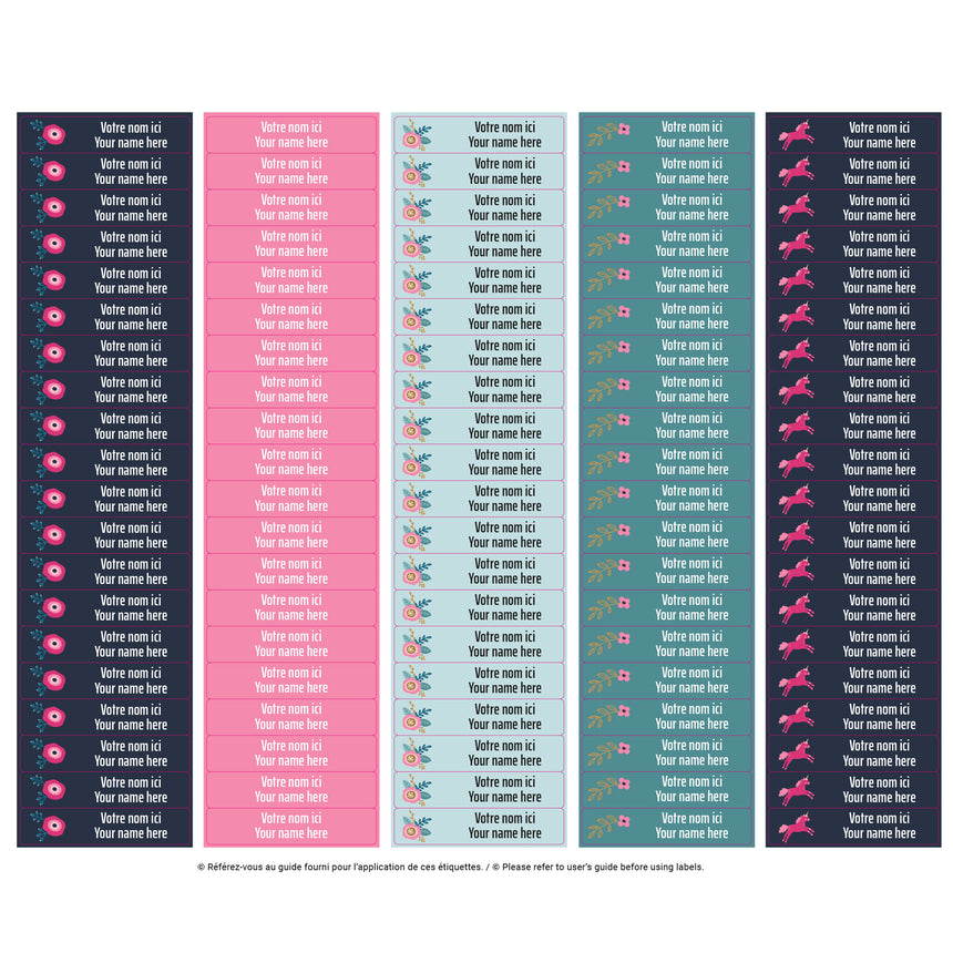 School Name Labels - Unicorns and Flowers