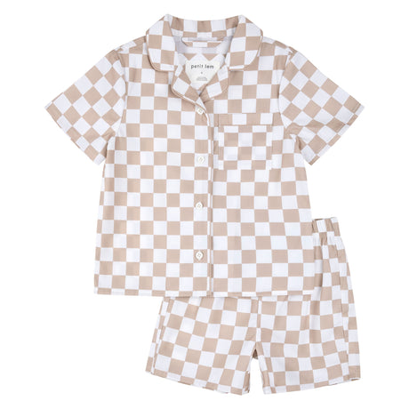 Pyjama Damier 2-7ans-Petit Lem-Taupe-2-LEM-26SRS21F01K-CLÉMENT