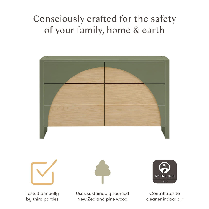 Bureau 6 Tiroirs Moab - Olive/Cendre (Assemblée)-Babyletto-LET-M30216OLSH-CLÉMENT