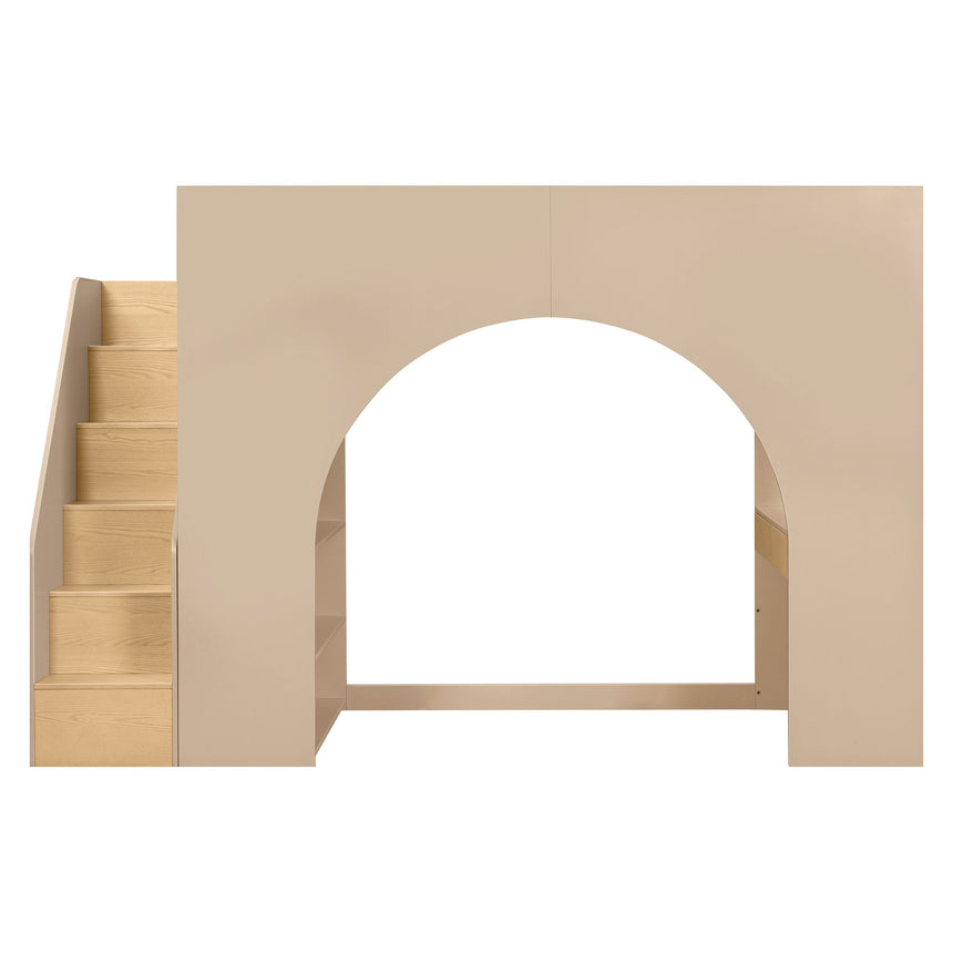 Lit Mezzanine avec Escalier Moab - Taupe / Cendre-Babyletto-LET-M32971TPESH-CLÉMENT