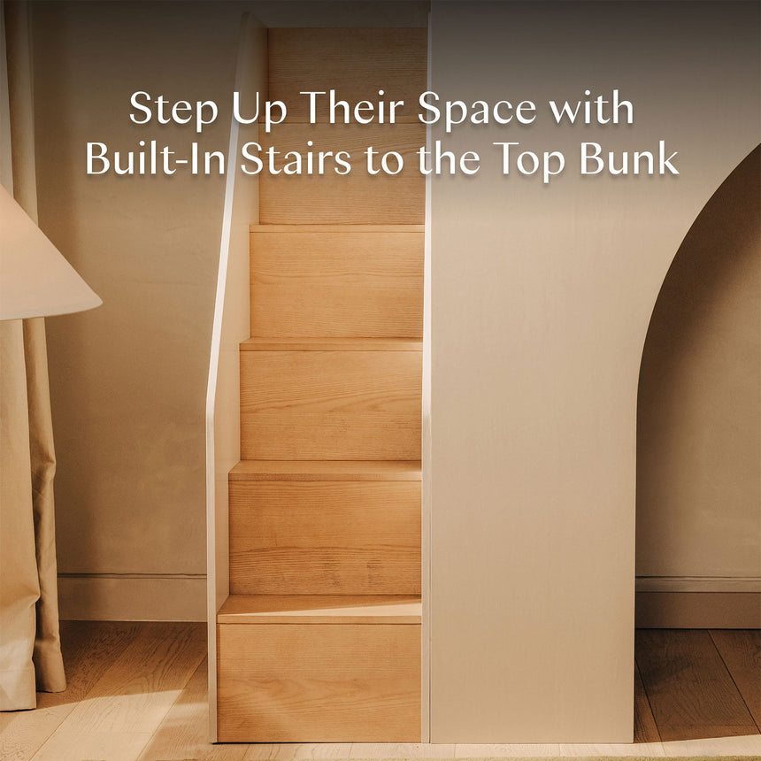 Lit Mezzanine avec Escalier Moab - Taupe / Cendre-Babyletto-LET-M32971TPESH-CLÉMENT