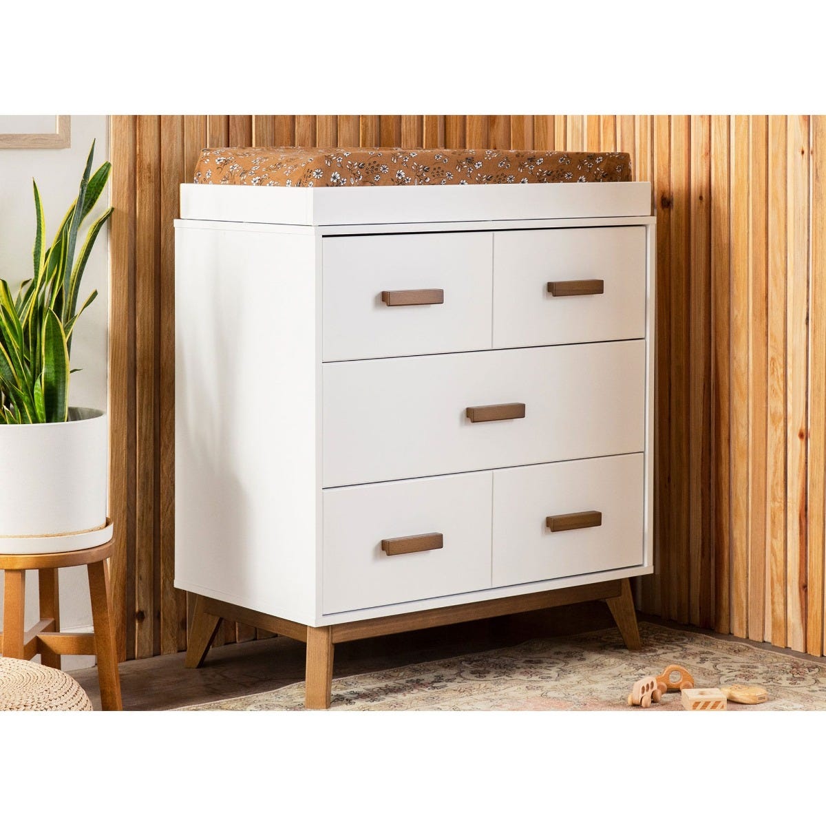 Meuble à Langer 3 Tiroirs Scoot - Blanc / Noyer - Babyletto – CLÉMENT