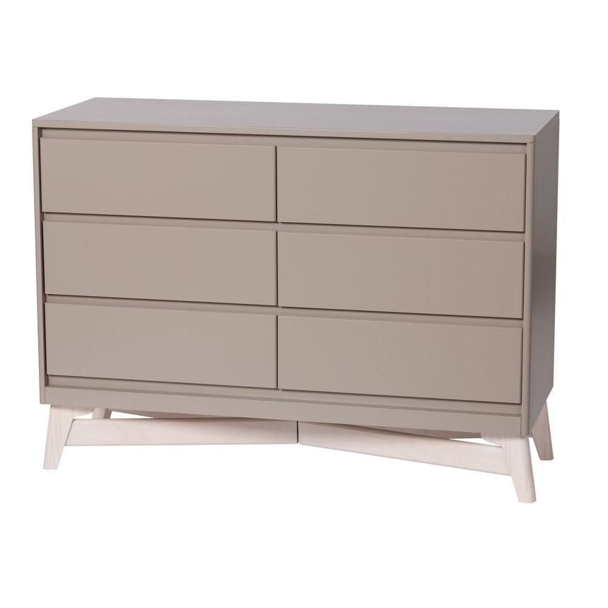 Commode 6 Tiroirs Pala -Taupe/Blanc Lavé-Little Seeds-LIS-CG011TPWS-CLÉMENT