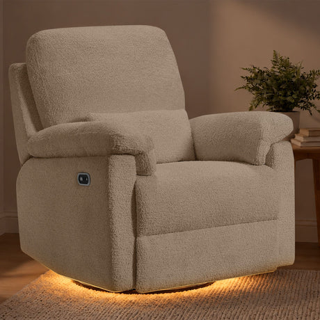 Fauteuil électrique pivotant et inclinable Bellamy avec port USB - Coquille d'huître-Little Seeds-LIS-NS018HYV-CLÉMENT