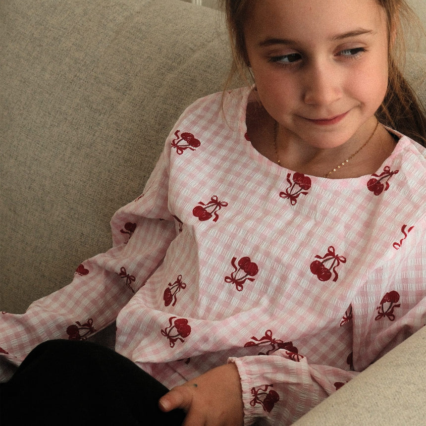 Blouse Vichy Cerises 7-14ans-Look-LOK-1263500C-CLÉMENT