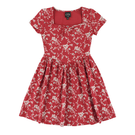 Robe Côtelée Fleurs Cerises 7-14ans-Look-Bordeaux-S-LOK-1263506C-BOR-CLÉMENT