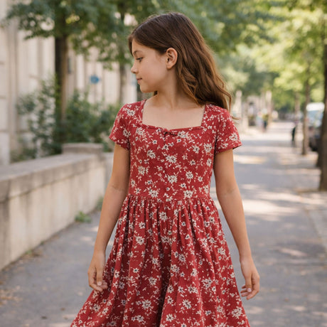 Robe Côtelée Fleurs Cerises 7-14ans-Look-LOK-1263506C-BOR-CLÉMENT