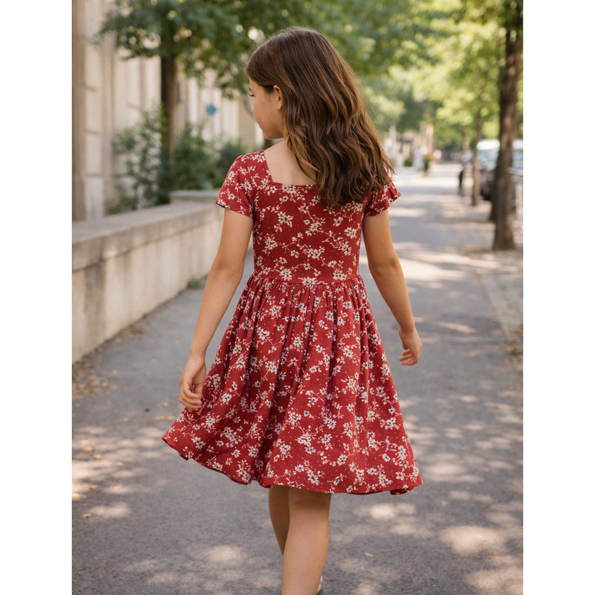 Robe Côtelée Fleurs Cerises 7-14ans-Look-LOK-1263506C-BOR-CLÉMENT