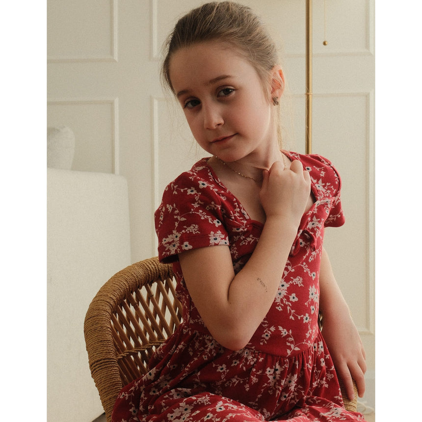 Robe Côtelée Fleurs Cerises 7-14ans-Look-LOK-1263506C-BOR-CLÉMENT