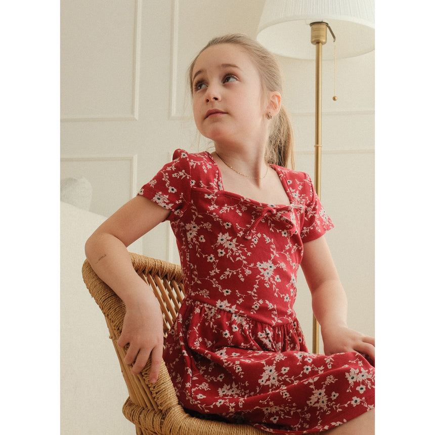 Robe Côtelée Fleurs Cerises 7-14ans-Look-LOK-1263506C-BOR-CLÉMENT