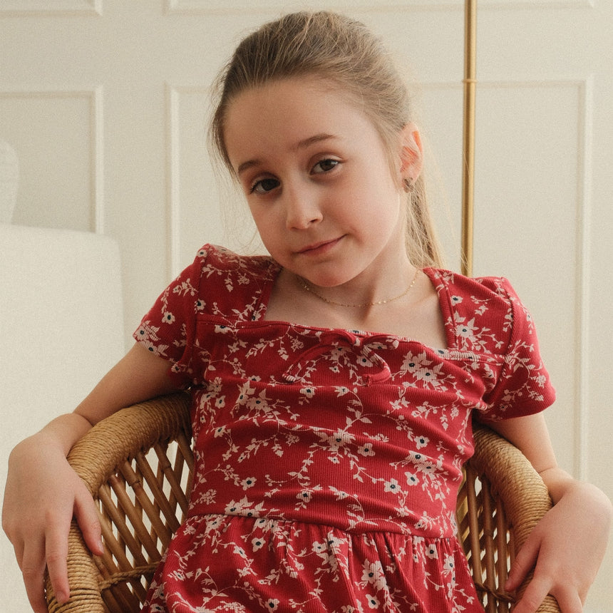 Robe Côtelée Fleurs Cerises 7-14ans-Look-LOK-1263506C-BOR-CLÉMENT