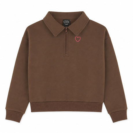 Polo Ouaté Zip Blush & Boucle 7-14ans-Look-Brun-S-LOK-2263477C-CLÉMENT